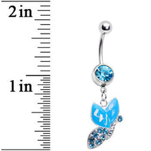 Load image into Gallery viewer, Aqua Gem Sideways Butterfly Belly Ring
