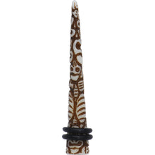 Load image into Gallery viewer, 0G Brown White Resin Native Skull Taper
