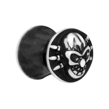 Load image into Gallery viewer, 0G Black White Resin Skull Saddle Plug
