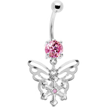 Load image into Gallery viewer, Pink Gem Encompass Butterfly Belly Ring
