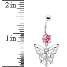 Load image into Gallery viewer, Pink Gem Encompass Butterfly Belly Ring
