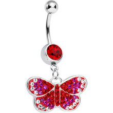 Load image into Gallery viewer, Ruby Red Gem Sparkling Butterfly Belly Ring
