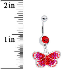 Load image into Gallery viewer, Ruby Red Gem Sparkling Butterfly Belly Ring
