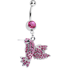 Load image into Gallery viewer, Pink Gem Humming Bird Belly Ring
