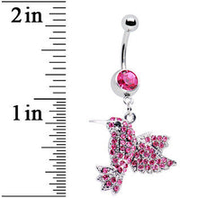 Load image into Gallery viewer, Pink Gem Humming Bird Belly Ring
