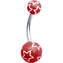 Load image into Gallery viewer, Red White Outline Stars Belly Ring
