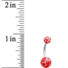 Load image into Gallery viewer, Red White Outline Stars Belly Ring
