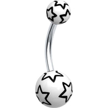 Load image into Gallery viewer, White Black Outline Stars Belly Ring
