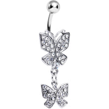 Load image into Gallery viewer, Clear Gem Dual Butterfly Belly Ring
