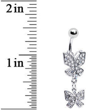 Load image into Gallery viewer, Clear Gem Dual Butterfly Belly Ring
