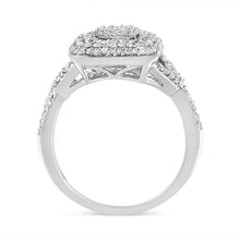 Load image into Gallery viewer, .925 Sterling Silver 1/2 Cttw Round-Cut Diamond Cluster Cushion Ring (I-J , I1-I2) - Size 7
