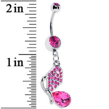 Load image into Gallery viewer, Pink Gem Side Profile Butterfly Belly Ring
