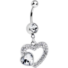 Load image into Gallery viewer, Clear Gem Hollow Heart Dangle Belly Ring
