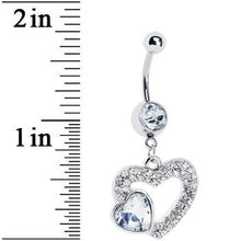 Load image into Gallery viewer, Clear Gem Hollow Heart Dangle Belly Ring
