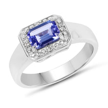 Load image into Gallery viewer, 1.12 Carat Genuine Tanzanite and White Topaz .925 Sterling Silver Ring
