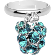 Load image into Gallery viewer, Zircon Blue Gem Cluster Dangle Adjustable Ring
