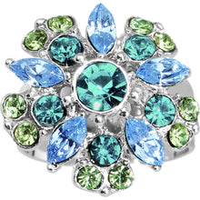 Load image into Gallery viewer, Blue Green Erotic Flower Adjustable Ring
