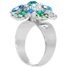 Load image into Gallery viewer, Blue Green Erotic Flower Adjustable Ring
