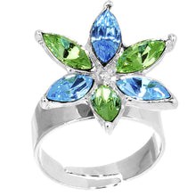 Load image into Gallery viewer, Blue Green Marquise Flower Adjustable Ring
