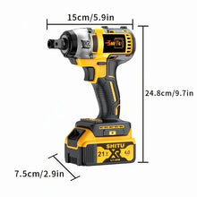 Load image into Gallery viewer, 21V Cordless Brushless Impact Wrench Drill Kit – Lithium Drill + Battery x1, 4000mAh Battery, Toolbox &amp; Accessories
