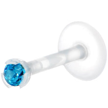 Load image into Gallery viewer, Bio-Flex 2mm Aqua Gem Push-In Labret Monroe Tragus
