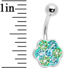 Load image into Gallery viewer, Green Peridot Floral Flowers Belly Ring
