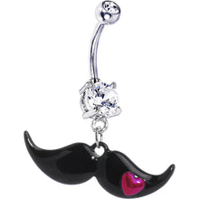 Load image into Gallery viewer, Pink Heart Mustache Belly Ring
