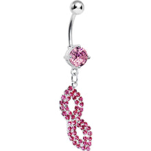 Load image into Gallery viewer, Pink Gem Masquerade Mask Belly Ring
