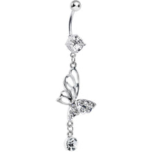 Load image into Gallery viewer, Crystalline Gem Double-Take Butterfly Belly Ring
