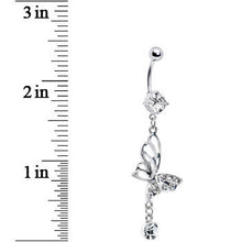 Load image into Gallery viewer, Crystalline Gem Double-Take Butterfly Belly Ring
