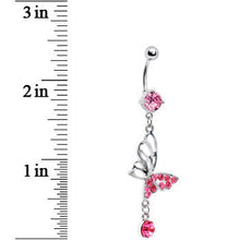 Load image into Gallery viewer, Pink Gem Double-Take Butterfly Belly Ring
