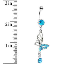 Load image into Gallery viewer, Aqua Gem Double-Take Butterfly Belly Ring
