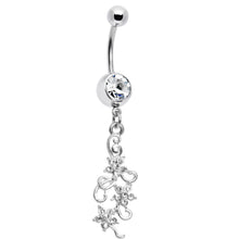Load image into Gallery viewer, Crystalline Gem Dramatic Floral Drop Belly Ring
