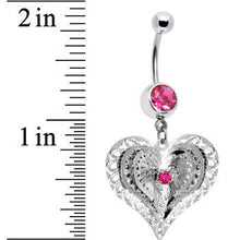 Load image into Gallery viewer, Pink Gem Love at First Sight Heart Belly Ring
