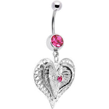 Load image into Gallery viewer, Pink Gem Love at First Sight Heart Belly Ring
