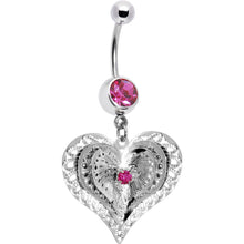 Load image into Gallery viewer, Pink Gem Love at First Sight Heart Belly Ring
