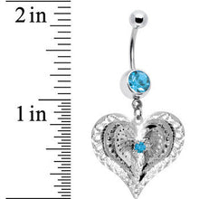 Load image into Gallery viewer, Aqua Gem Love at First Sight Heart Belly Ring
