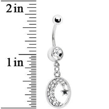 Load image into Gallery viewer, Clear Gem Celestial Crescent Moon Belly Ring

