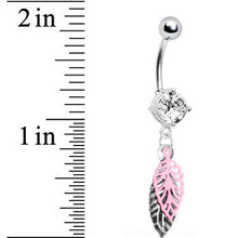 Load image into Gallery viewer, Crystalline Gem Falling Leaf Dangle Belly Ring
