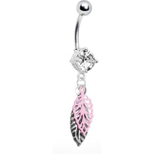 Load image into Gallery viewer, Crystalline Gem Falling Leaf Dangle Belly Ring
