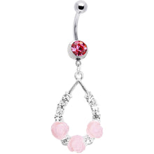 Load image into Gallery viewer, Pink Gem Elegant Blossoms Flower Belly Ring
