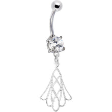 Load image into Gallery viewer, Crystalline Gem Openwork Tulip Flower Drop Belly Ring
