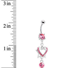 Load image into Gallery viewer, Pink Gem Falling Star Heart Drop Belly Ring
