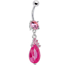 Load image into Gallery viewer, Pink Gem Princess Teardrop Belly Ring
