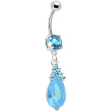 Load image into Gallery viewer, Aqua Gem Princess Teardrop Belly Ring
