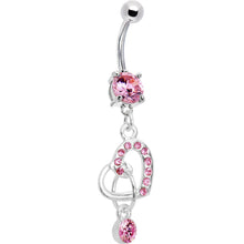 Load image into Gallery viewer, Pink Gem Charming Heart Dangle Belly Ring
