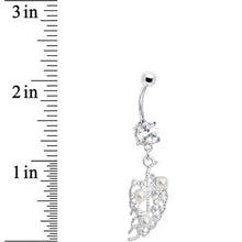 Load image into Gallery viewer, Crystalline Gem Faux Pearl Leaf Belly Ring
