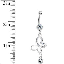 Load image into Gallery viewer, Crystalline Gem Hollow Butterfly Belly Ring
