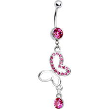 Load image into Gallery viewer, Pink Gem Hollow Butterfly Belly Ring

