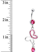 Load image into Gallery viewer, Pink Gem Hollow Butterfly Belly Ring
